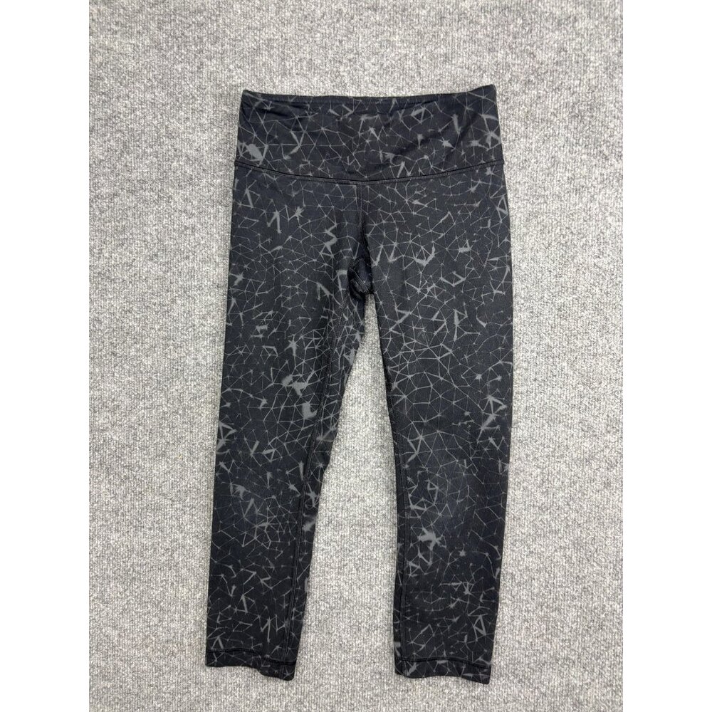 Lululemon Pants Womens 4 Black Gray Geometric Print Crop Capri Yoga Leggings‎